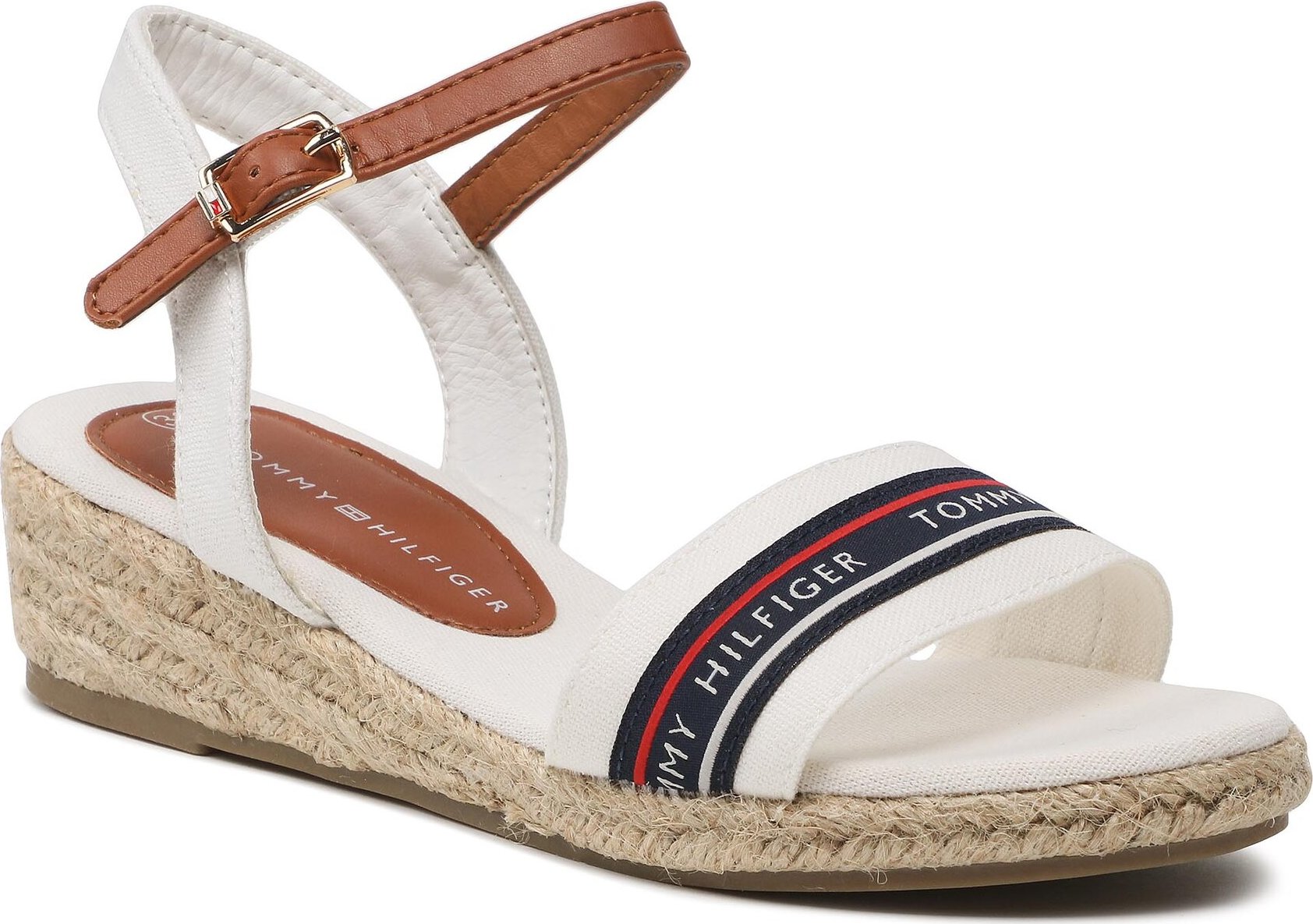 Espadrilky Tommy Hilfiger Rope Wedge T3A7-32777-0048X100 M White/Tobacco X100