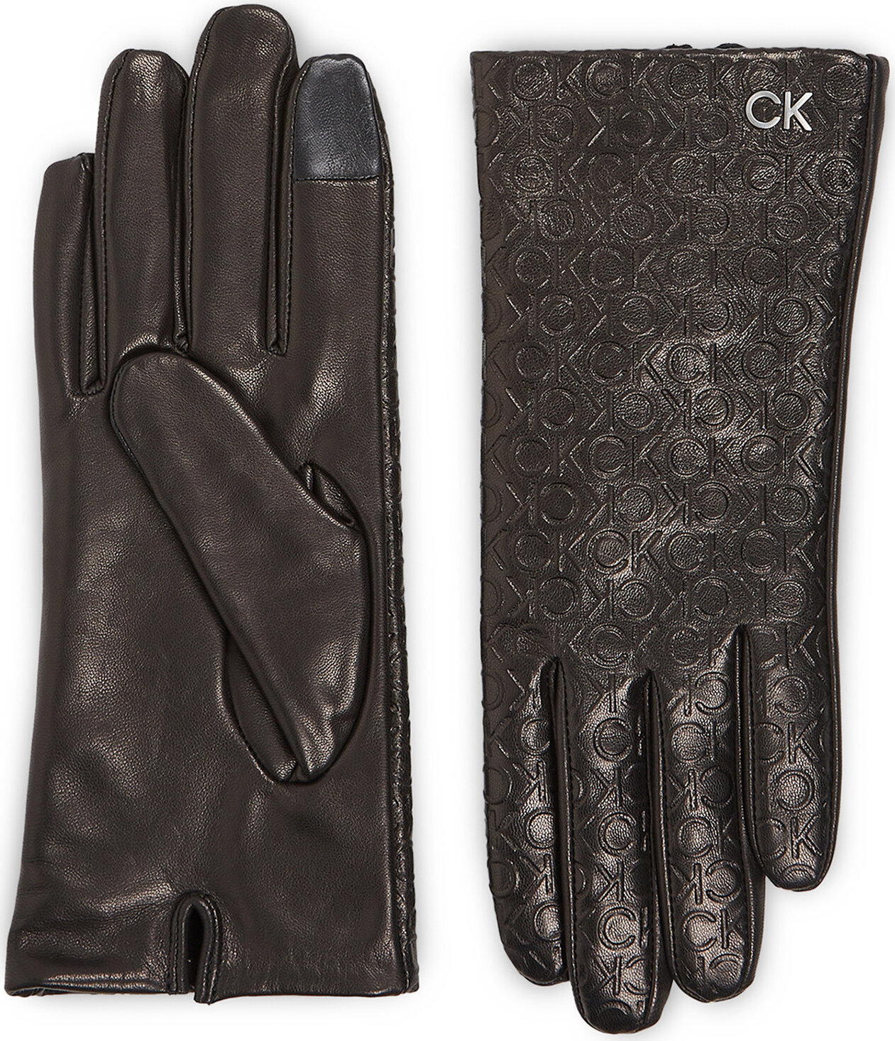 Dámske rukavice Calvin Klein Re-Lock Emb/Deb Leather Gloves K60K611165 Ck Black BAX