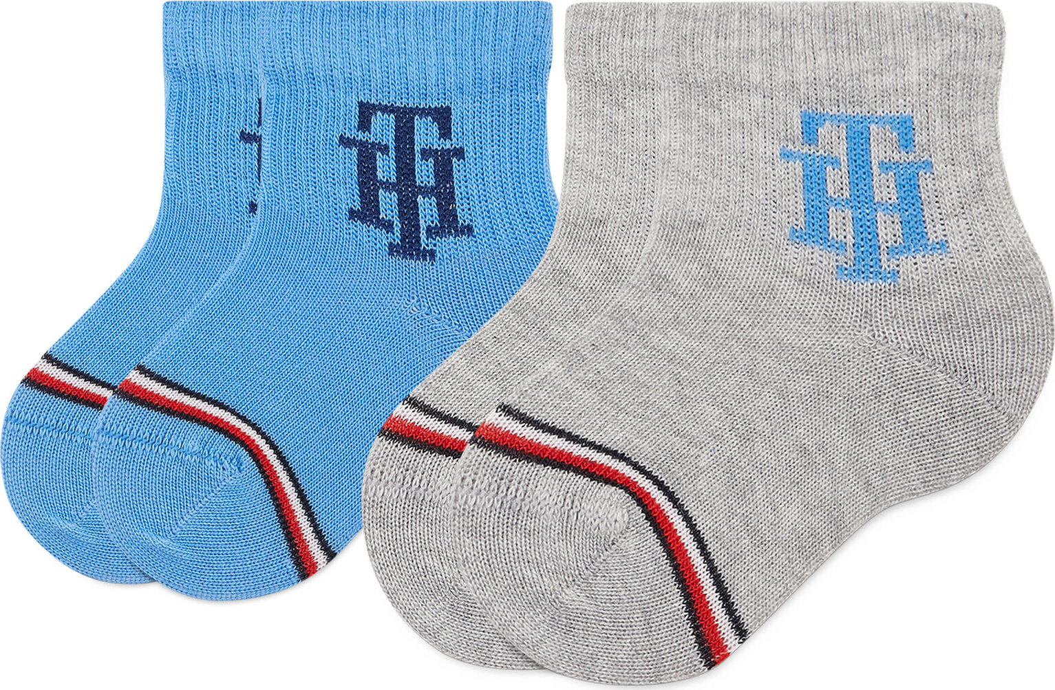 Sada 2 párů dětských vysokých ponožek Tommy Hilfiger 701220276 Blue Combo 003