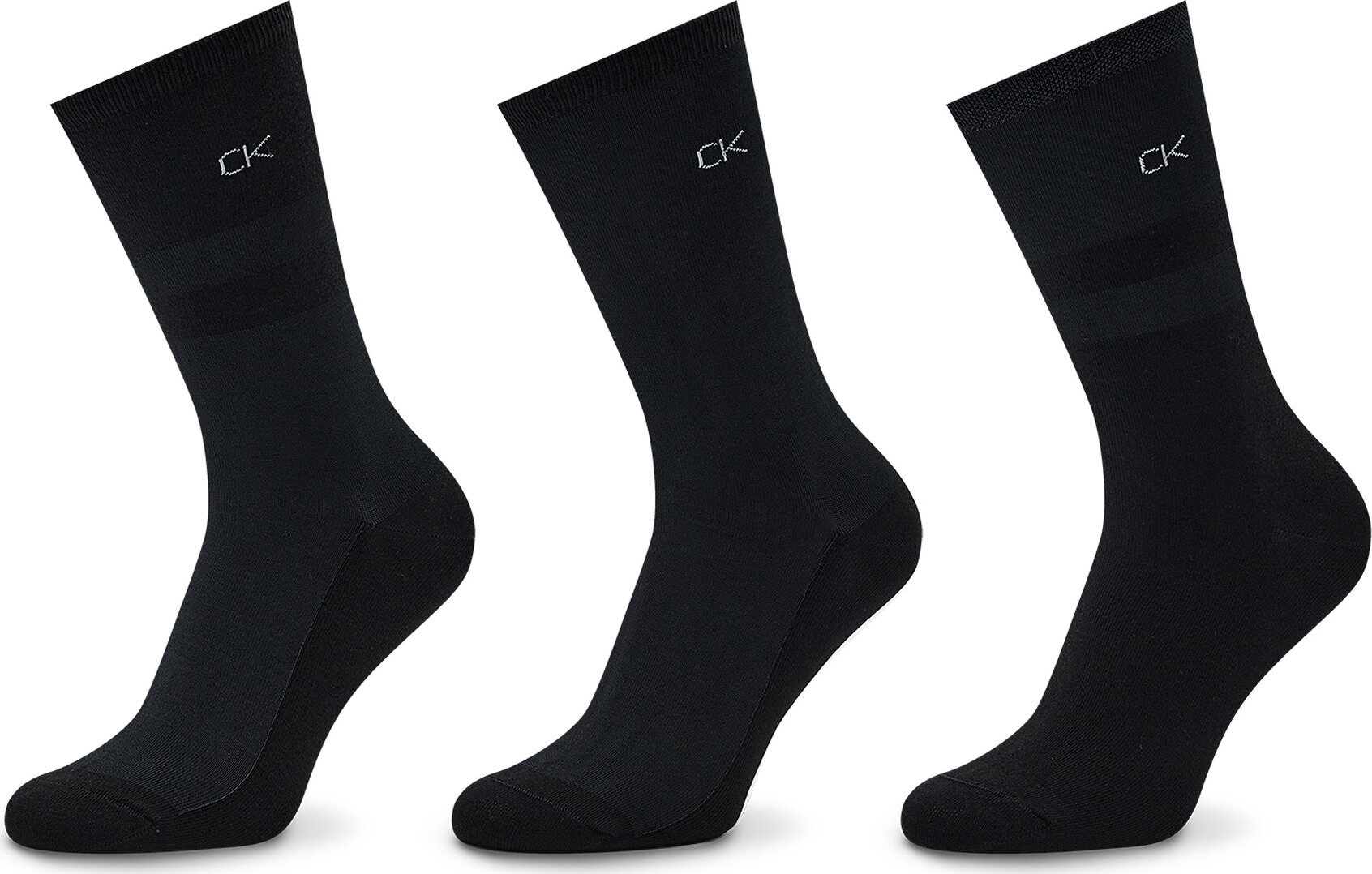Sada 3 párů dámských vysokých ponožek Calvin Klein 701219848 Black 002