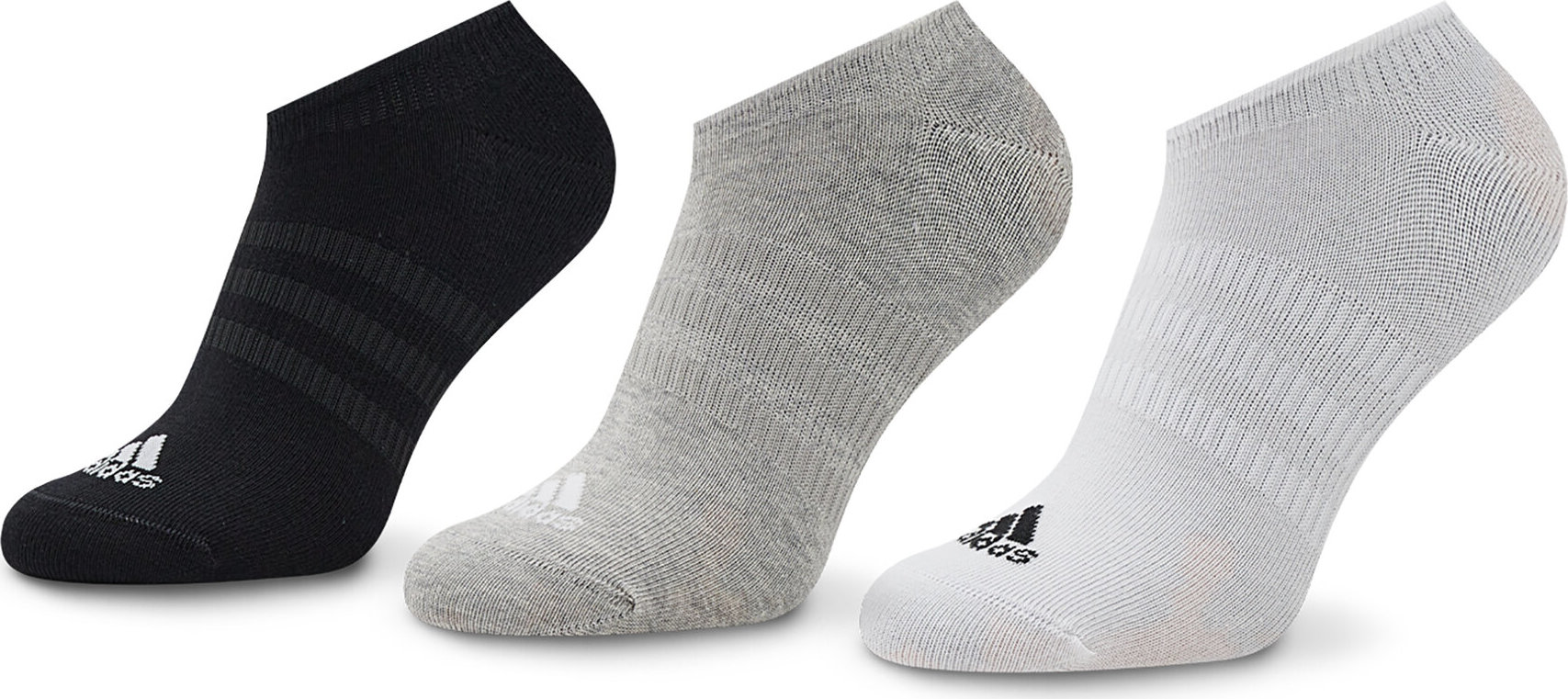 Sada 3 párů nízkých ponožek unisex adidas Thin And Light IC1328 Medium Grey Heather/White /Black