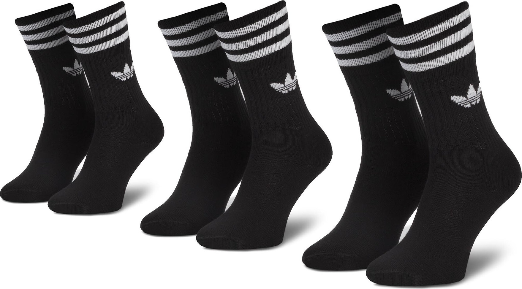 Sada 3 párů vysokých ponožek unisex adidas Solid Crew Sock S21490 Black/White