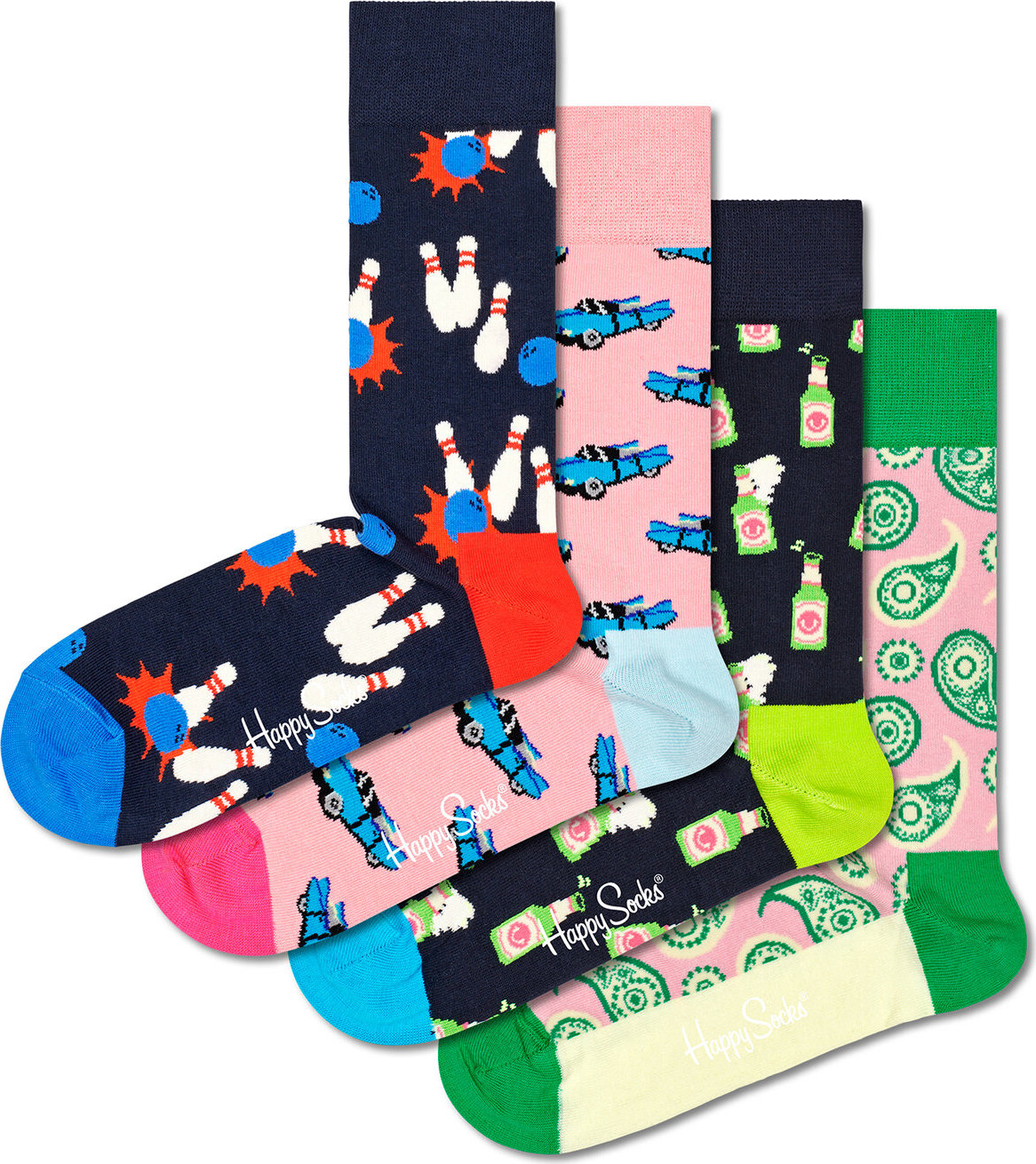 Sada 4 párů vysokých ponožek unisex Happy Socks XBOW09-0200 Barevná