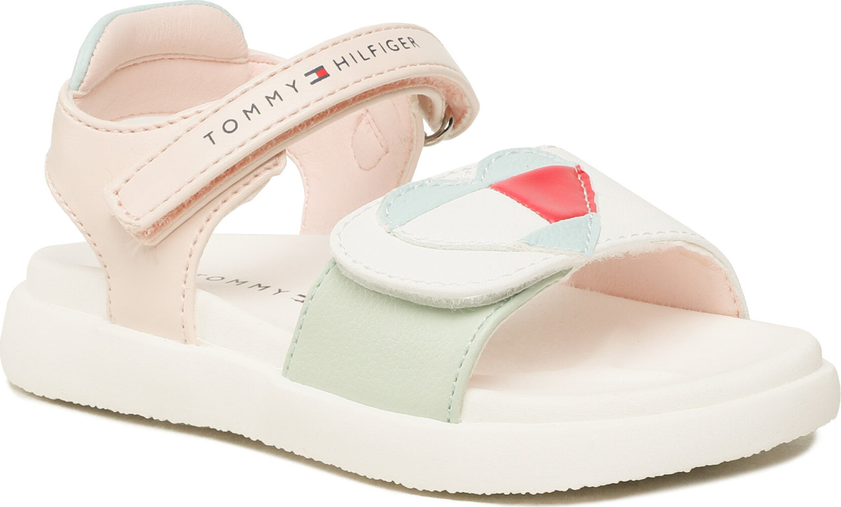 Sandále Tommy Hilfiger Heart Velcro Sandal T1A2-32754-1355 S White/Multicolor X256