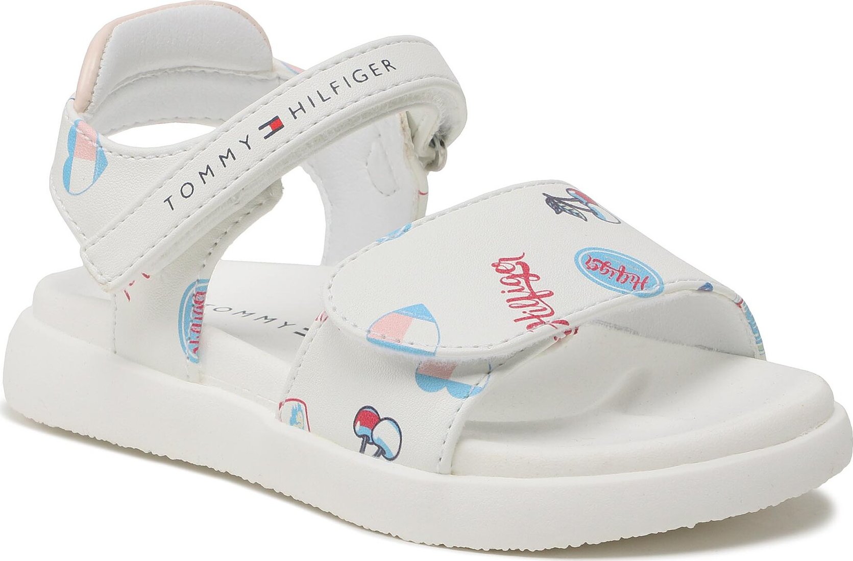 Sandály Tommy Hilfiger Fantasy Velcro Sandal T1A2-32753-1355 S White/Pink X134