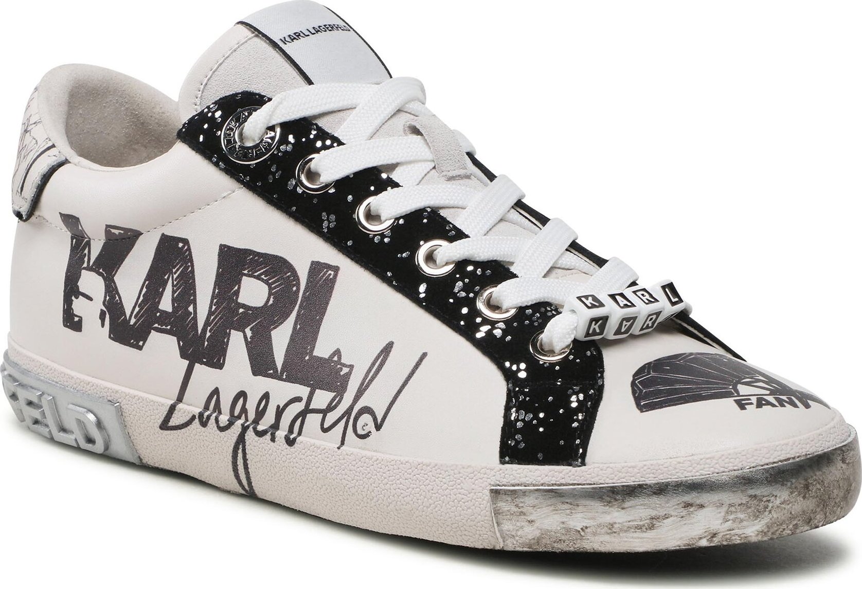 Sneakersy KARL LAGERFELD KL60111 White Lthr w/Black