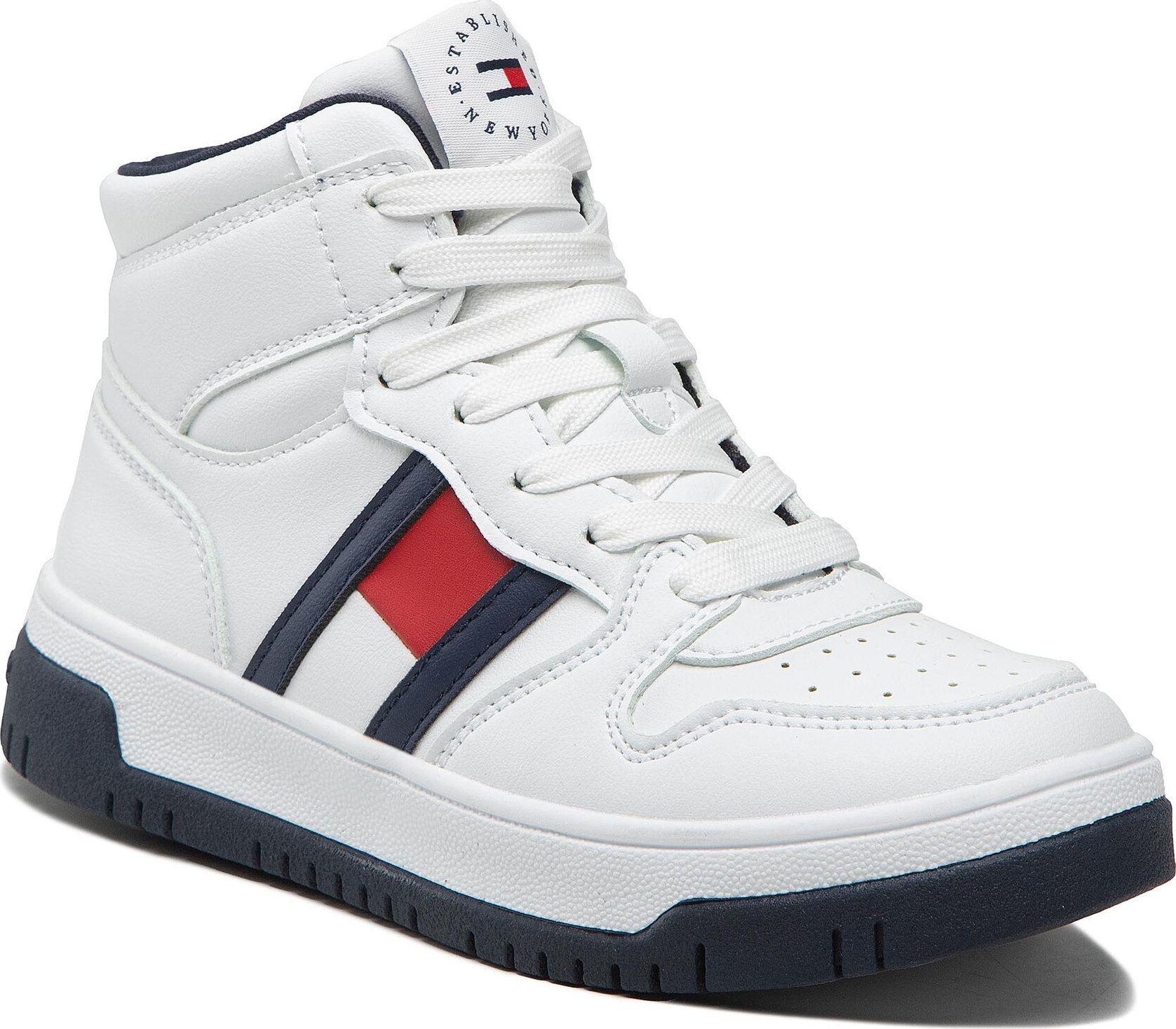 Sneakersy Tommy Hilfiger High Top Lace-Up Sneaker T3B9-32485-1351 M White 100