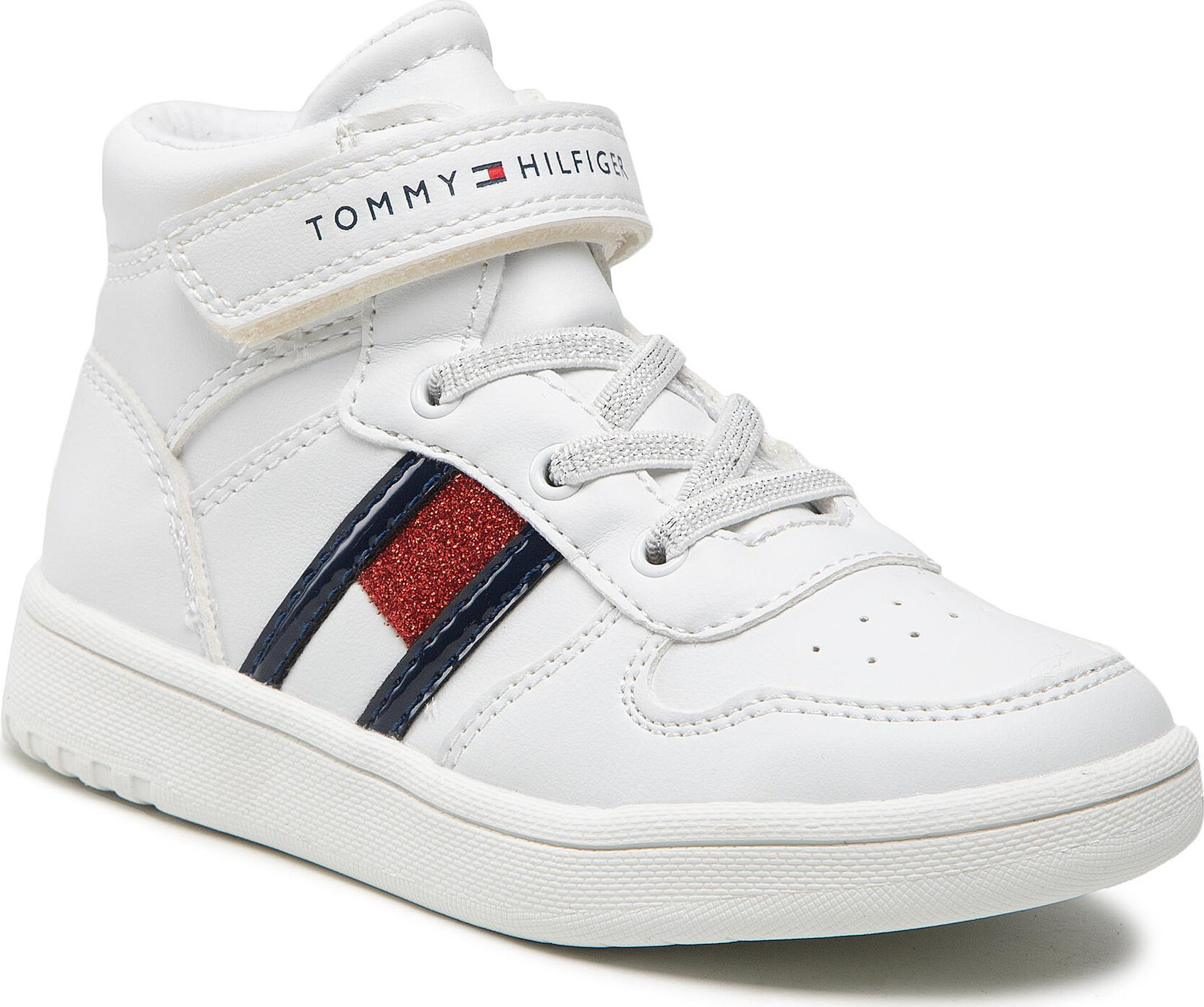 Sneakersy Tommy Hilfiger Higt Top Lace-Up/Velcro Sneaker T3A9-32330-1438 S White 100