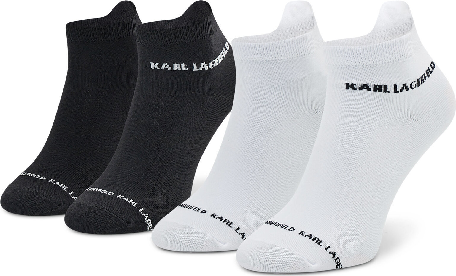 Súprava 2 párov kotníkových ponožiek dámskych KARL LAGERFELD 220W6001 Blck/Wht A998
