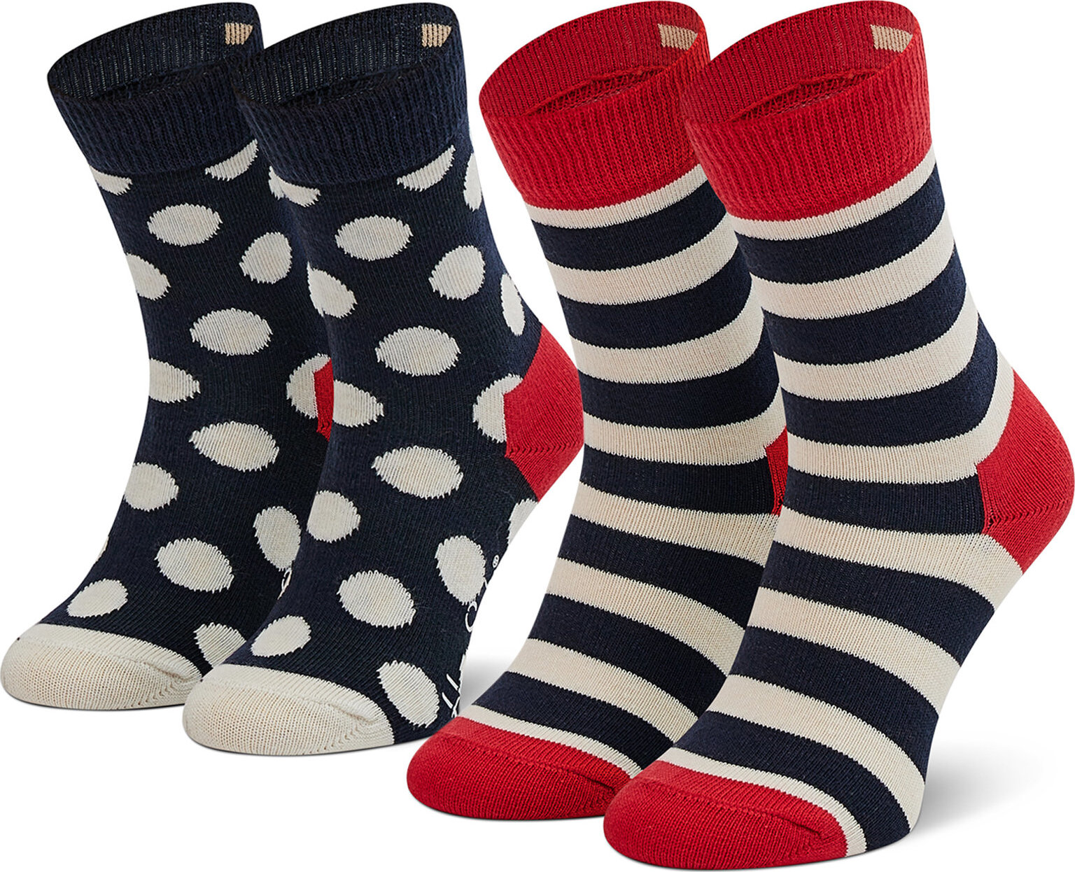 Súprava 2 párov vysokých detských ponožiek Happy Socks KSTR02-4000 Tmavomodrá