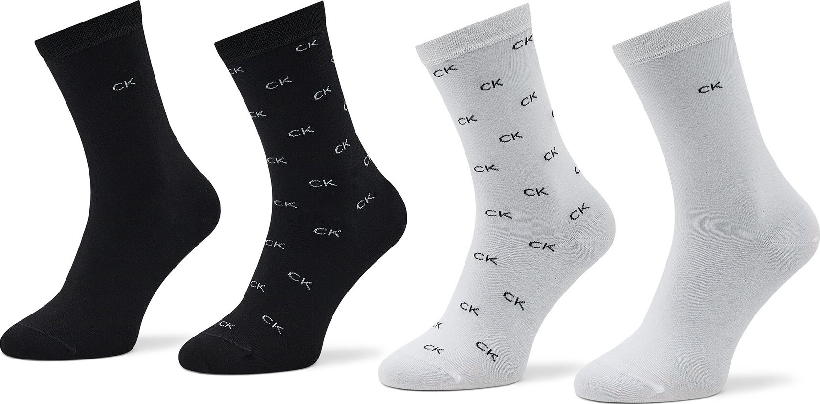 Súprava 4 párov vysokých pánskych ponožiek Calvin Klein 701219850 Black Combo 001