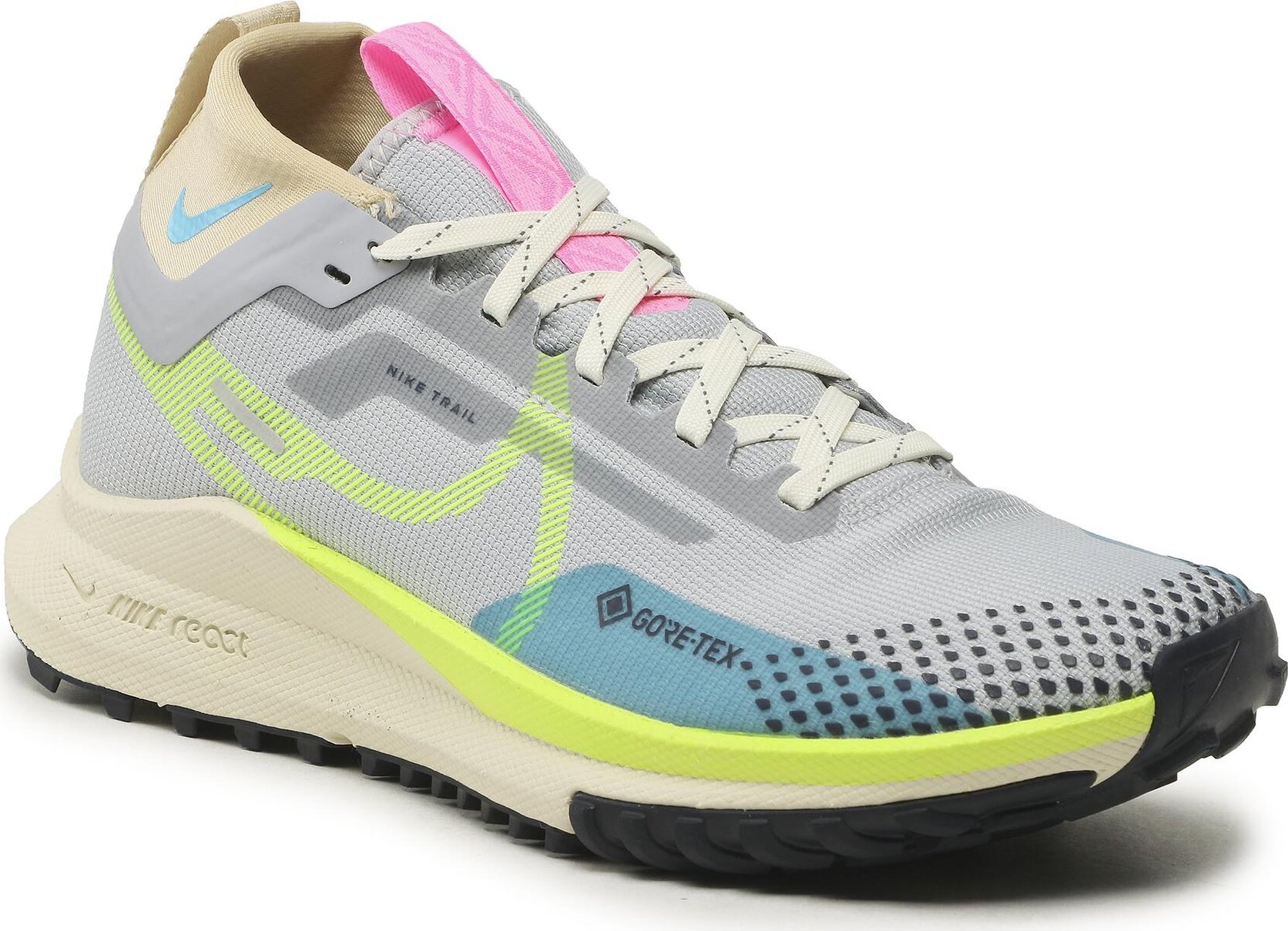 Topánky Nike W React Pegasus Trail 4 Gtx GORE-TEX DJ7929 002 Wolf Grey/Volt/Standium Green