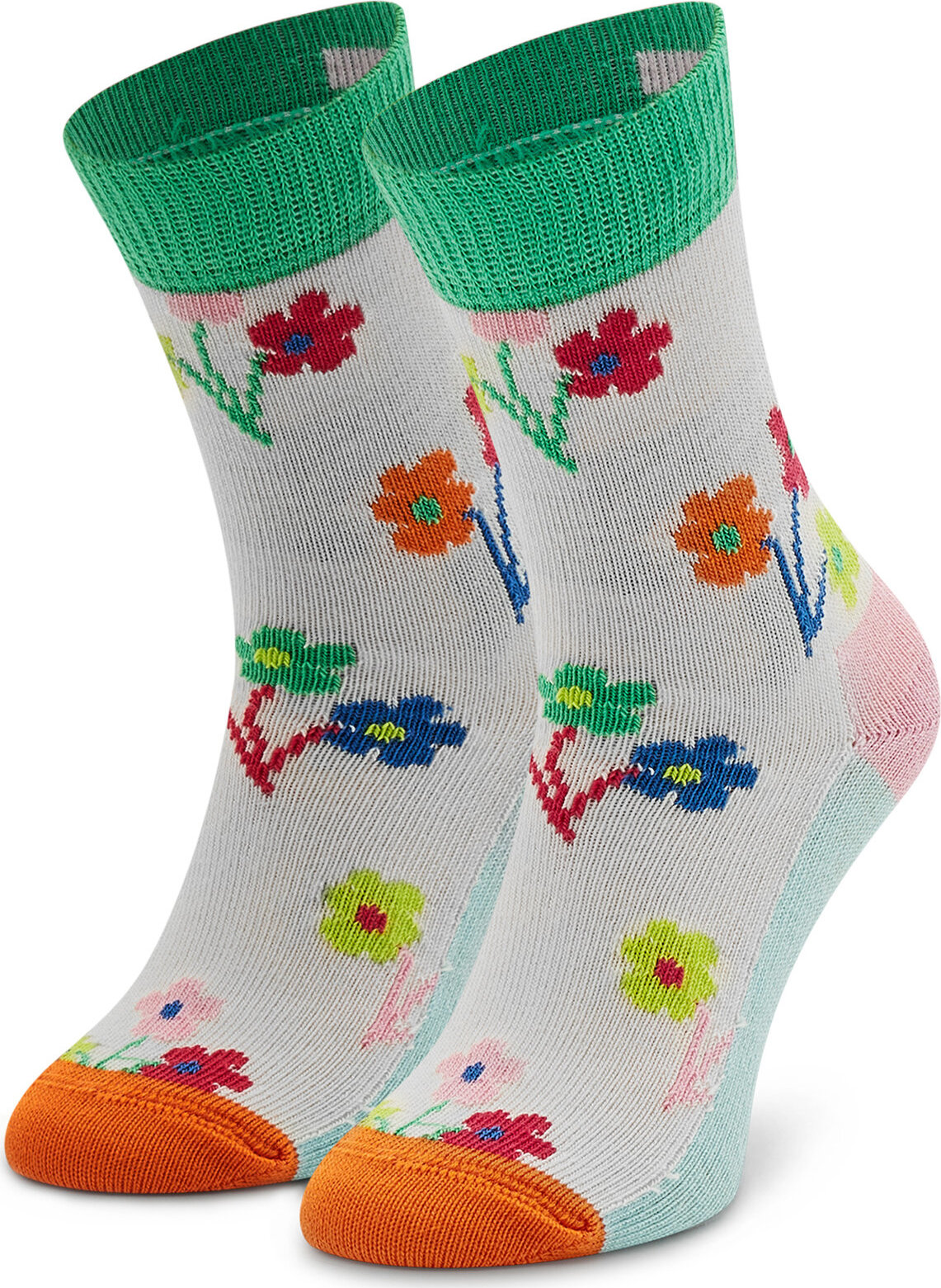Vysoké dětské ponožky Happy Socks KBOU01-1300 Bílá