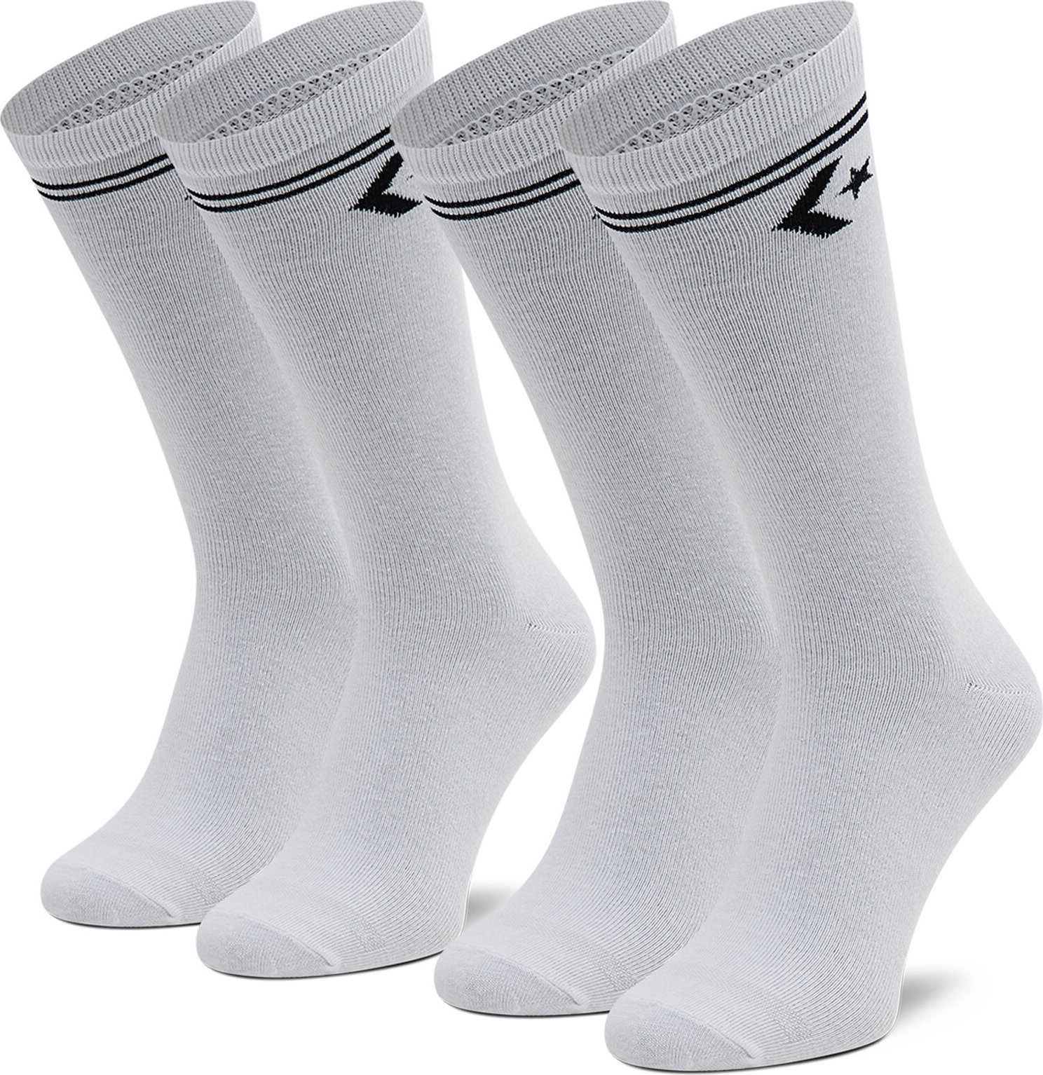 Sada 2 párů vysokých ponožek unisex Converse E1025W-2010 Bílá