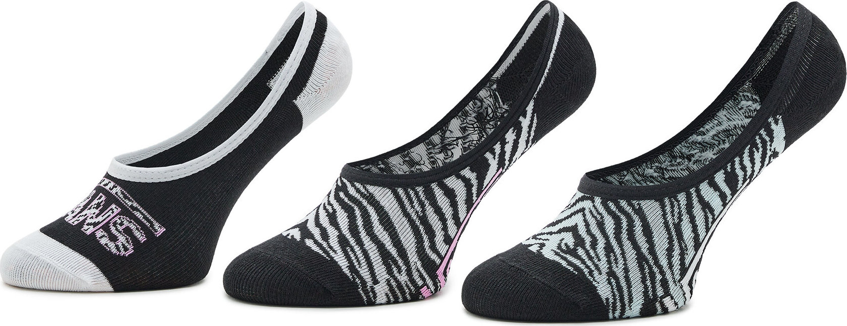Sada 3 párů dětských kotníkových ponožek Vans Zebra Daze Canoodle VN0007AXBR51 Black/Blue Glow