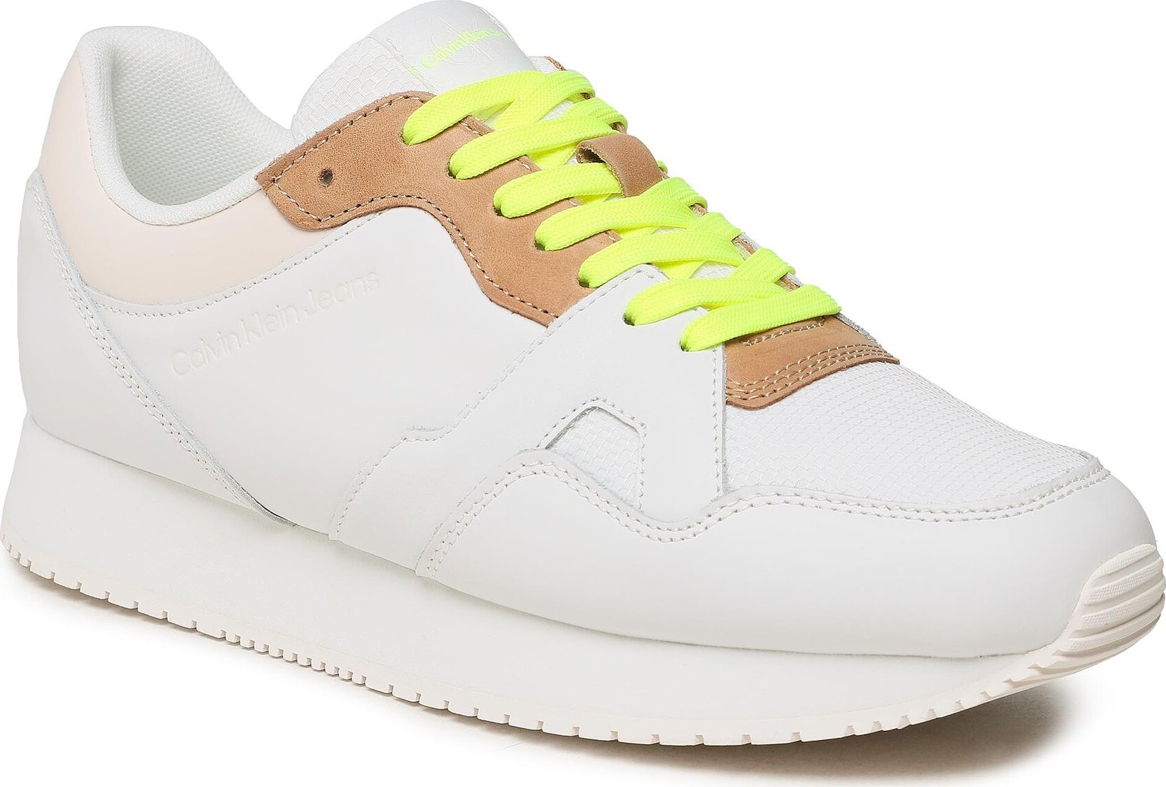 Sneakersy Calvin Klein Jeans Retro Runner Fluo Contrast YM0YM00619 White/Ancient White 0LA