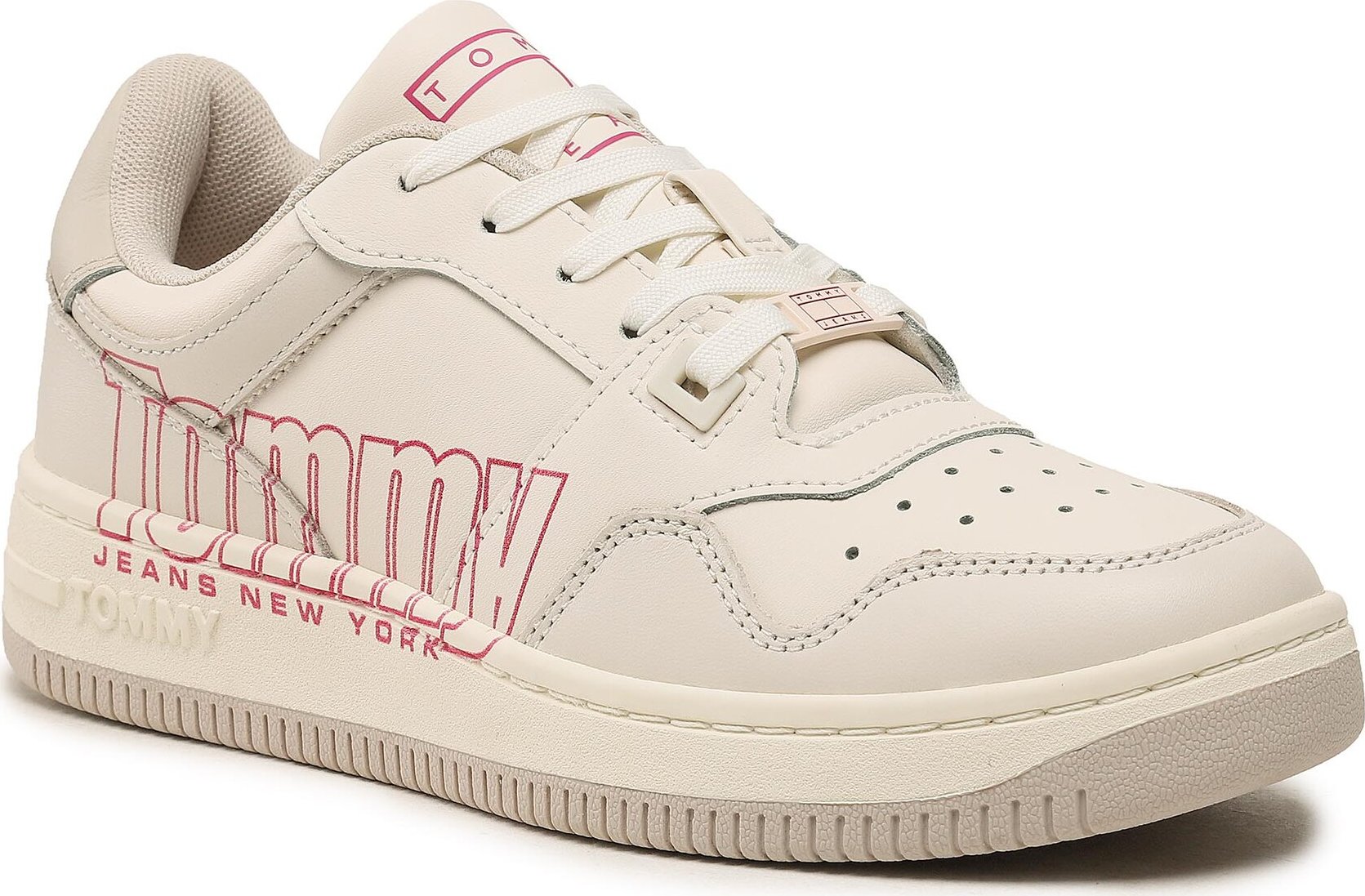 Sneakersy Tommy Jeans Tjw Retro Basket Branding Lc EN0EN02264 Ivory YBI