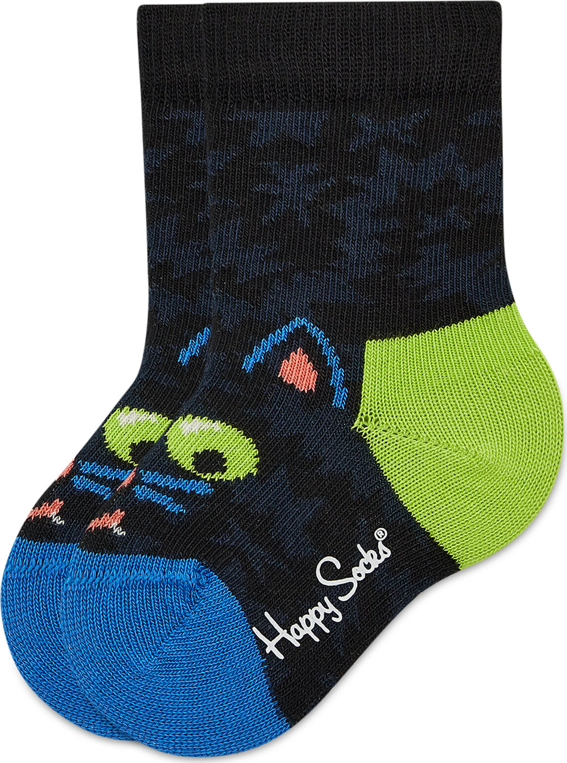Vysoké dětské ponožky Happy Socks KCAT01-9300 Černá