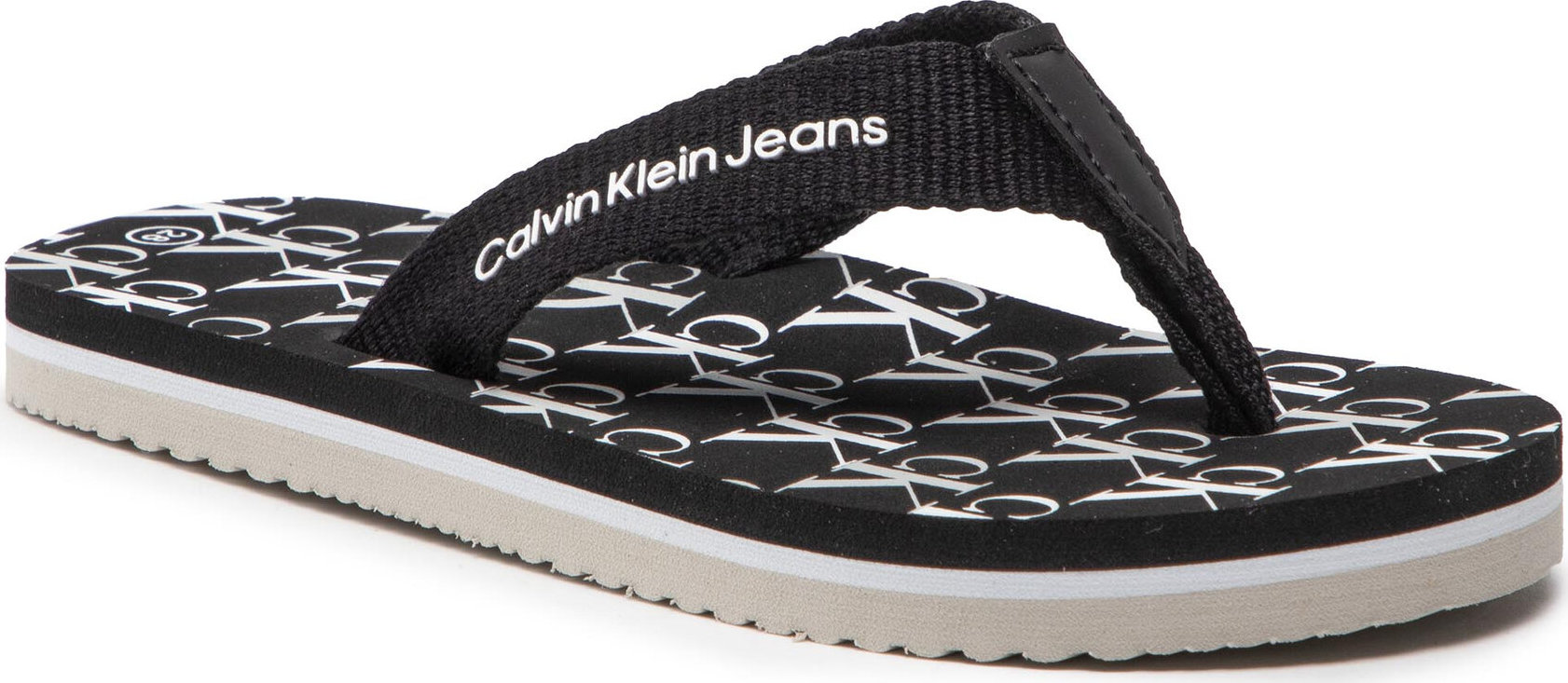 Žabky Calvin Klein Jeans Logo Print Flip Flop V3X8-80156-0058 M Black 999