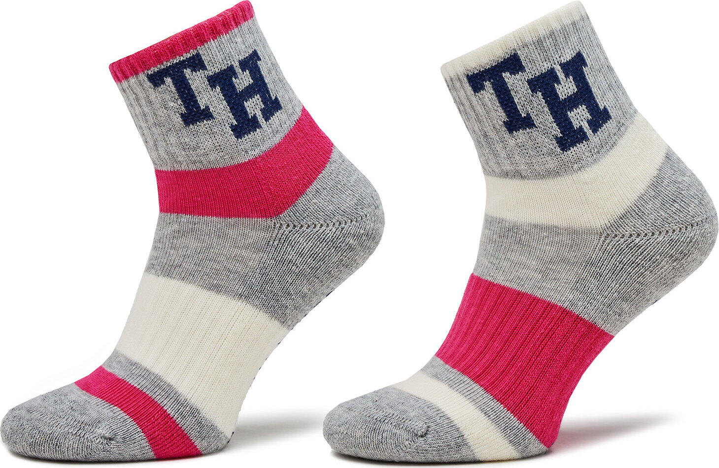 Sada 2 párů dětských vysokých ponožek Tommy Hilfiger 701224990 Pink Combo 002