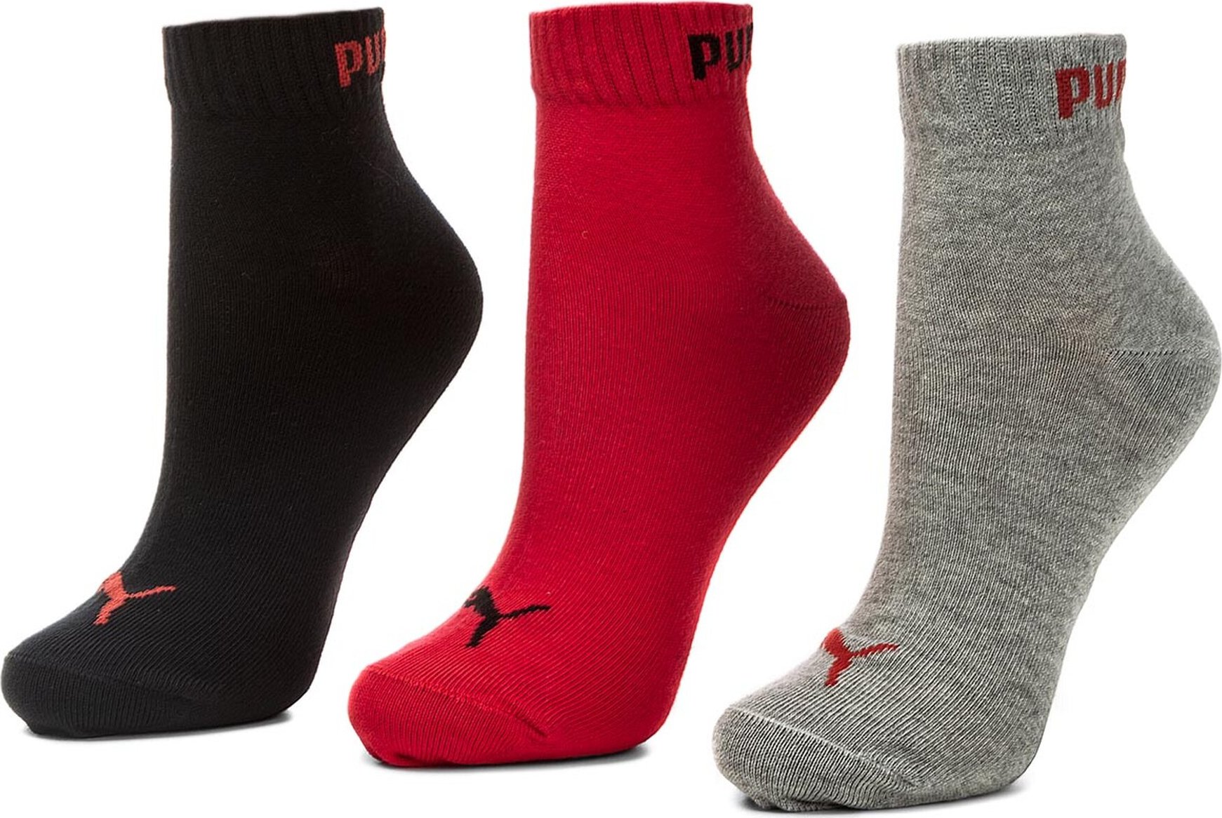 Sada 3 párů nízkých ponožek unisex Puma 271080001 Black/Red 232