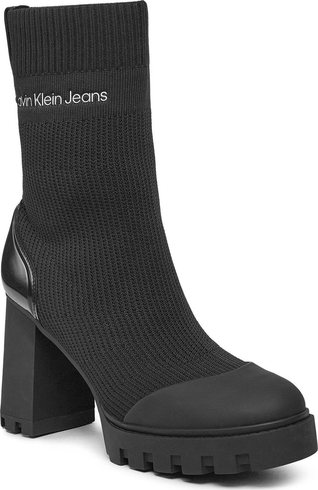 Polokozačky Calvin Klein Jeans Platform Knit Sock Knit Wn YW0YW01196 Triple Black 01Q