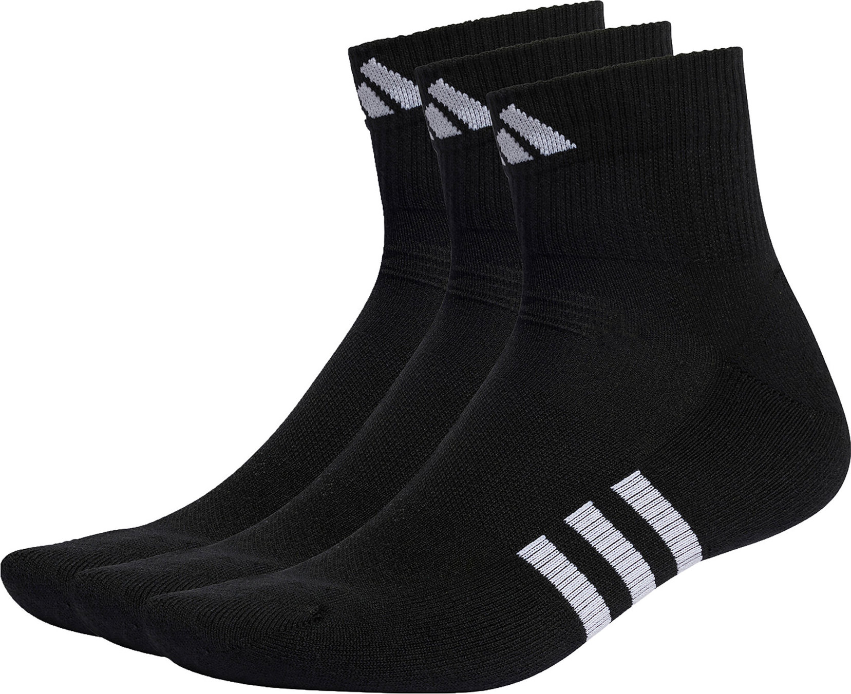 Sada 3 párů nízkých ponožek unisex adidas Performance Cushioned Mid-Cut Socks 3 Pairs IC9519 Black/Black/Black