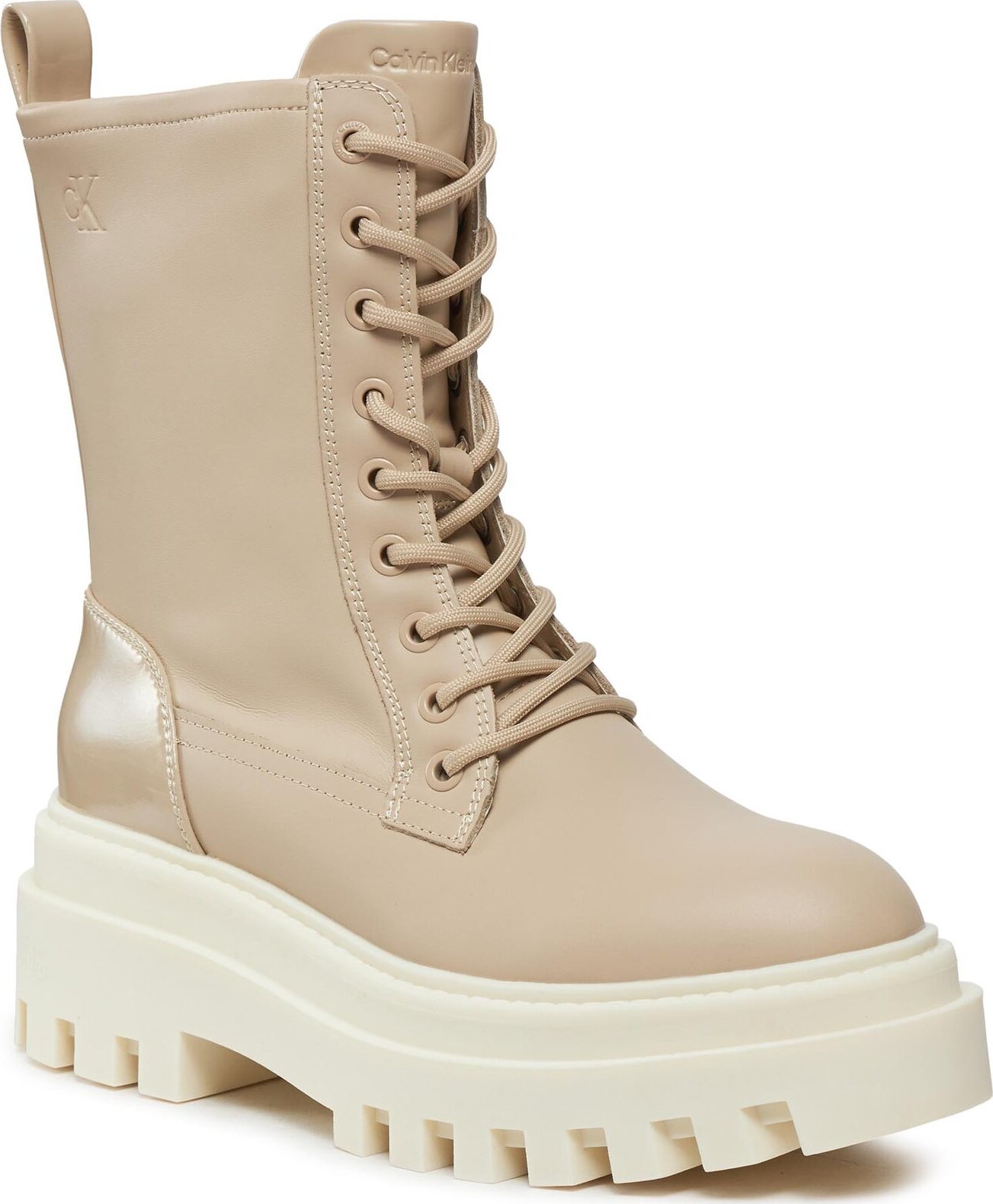 Turistická obuv Calvin Klein Jeans Chunky Boot Laceup Lth Mg Sat YW0YW01285 Cement PA5