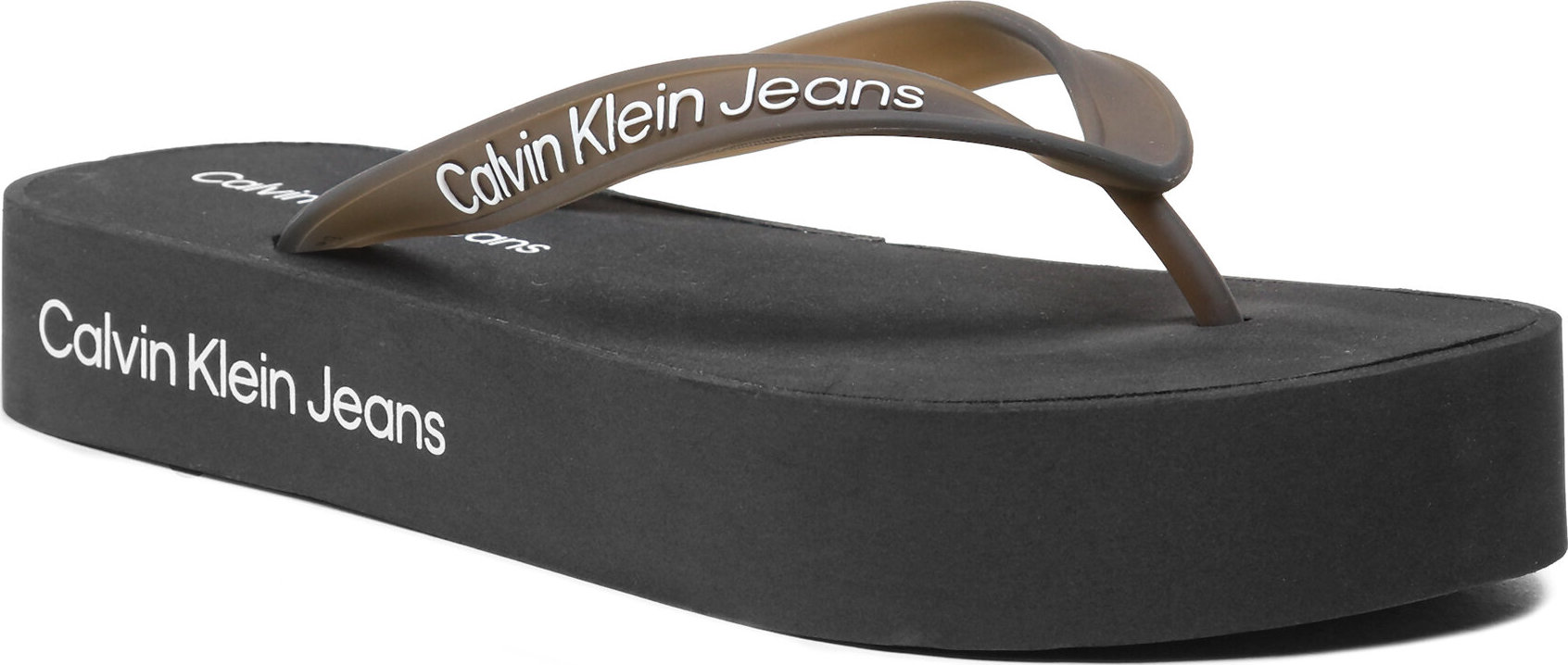 Žabky Calvin Klein Jeans Beach Sandal Flatform Logo YW0YW01092 Black/Bright White BEH