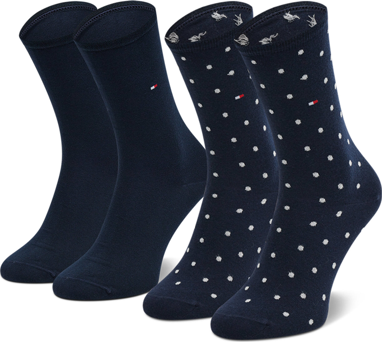 Sada 2 párů dámských vysokých ponožek Tommy Hilfiger 100001493 Midnight Blue 003