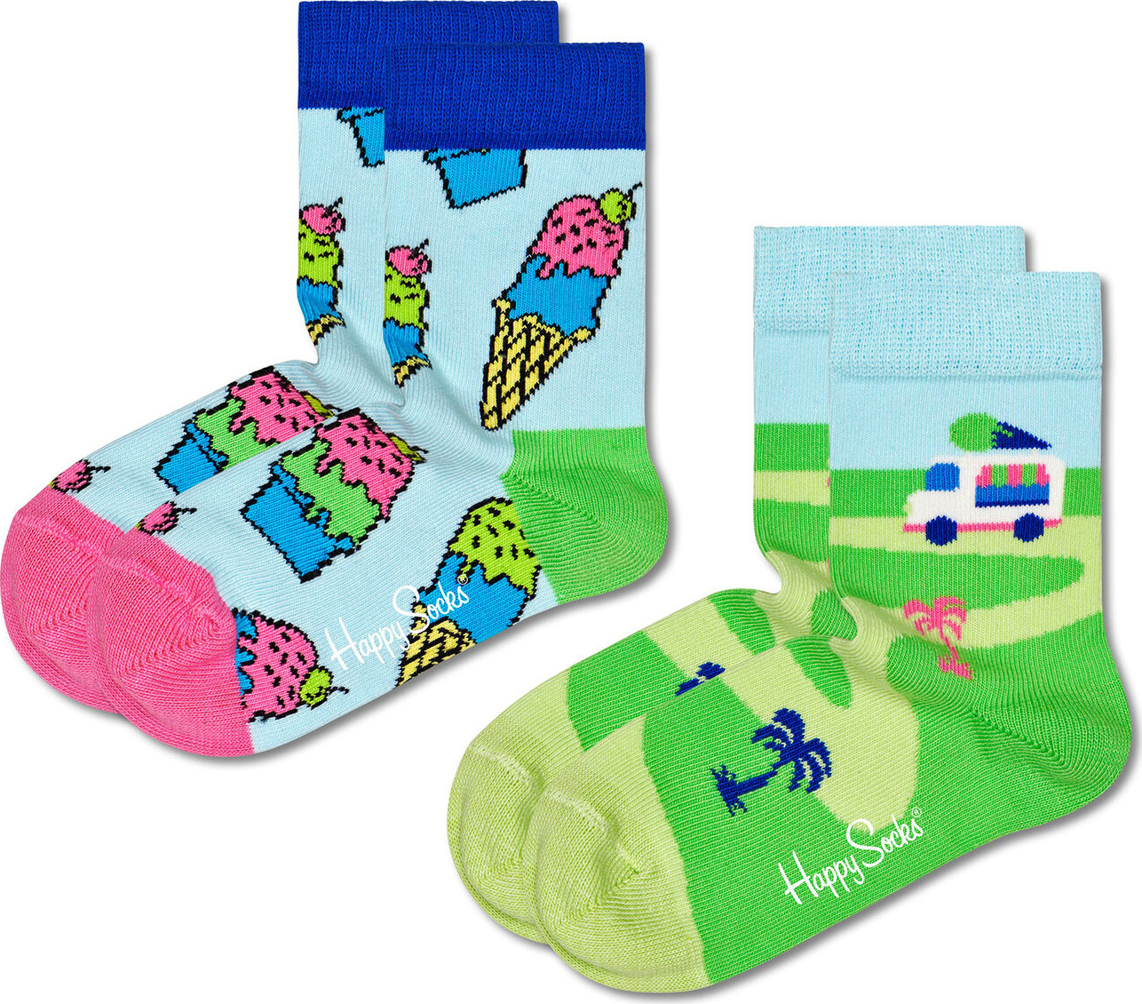 Sada 2 párů dětských vysokých ponožek Happy Socks KICE02-6000 Barevná