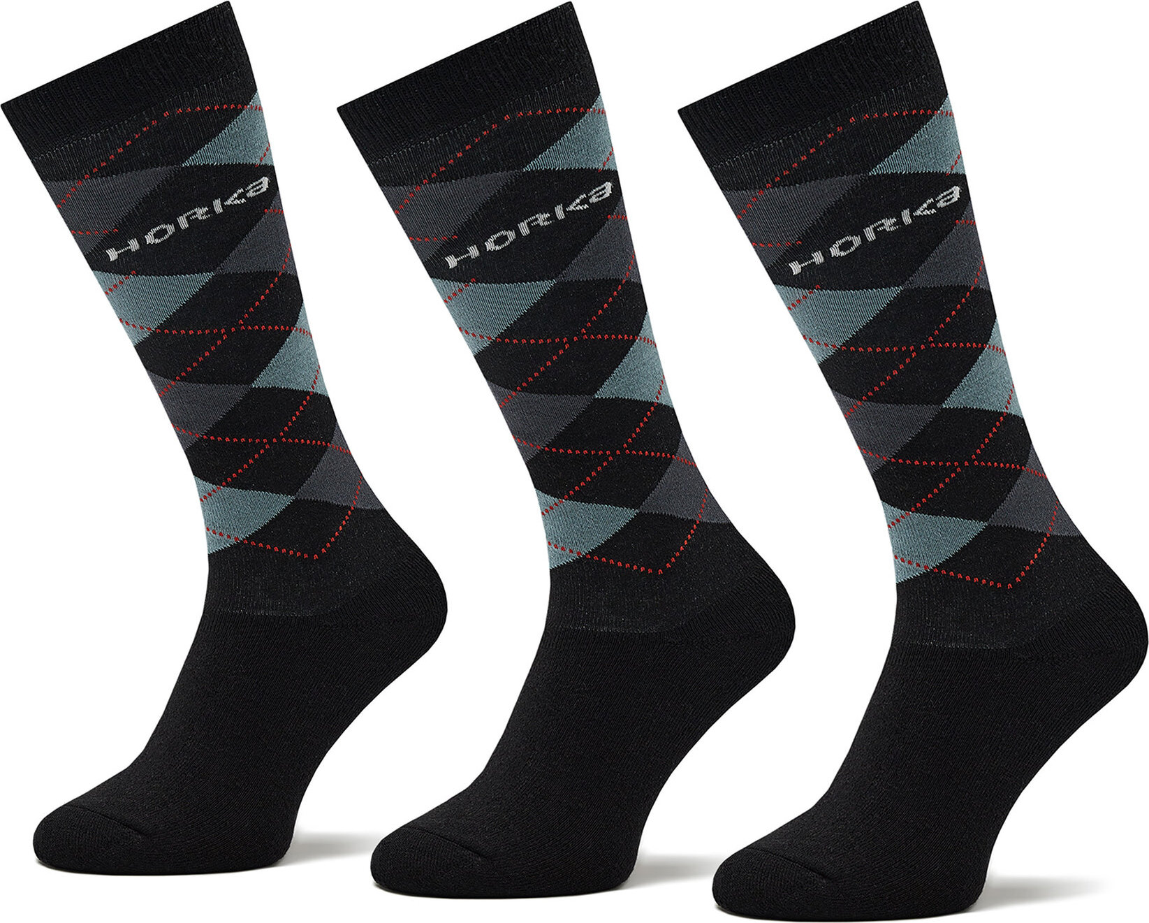 Sada 3 párů vysokých ponožek unisex Horka Riding Socks 145450-0000-0206 Ch Black/Grey