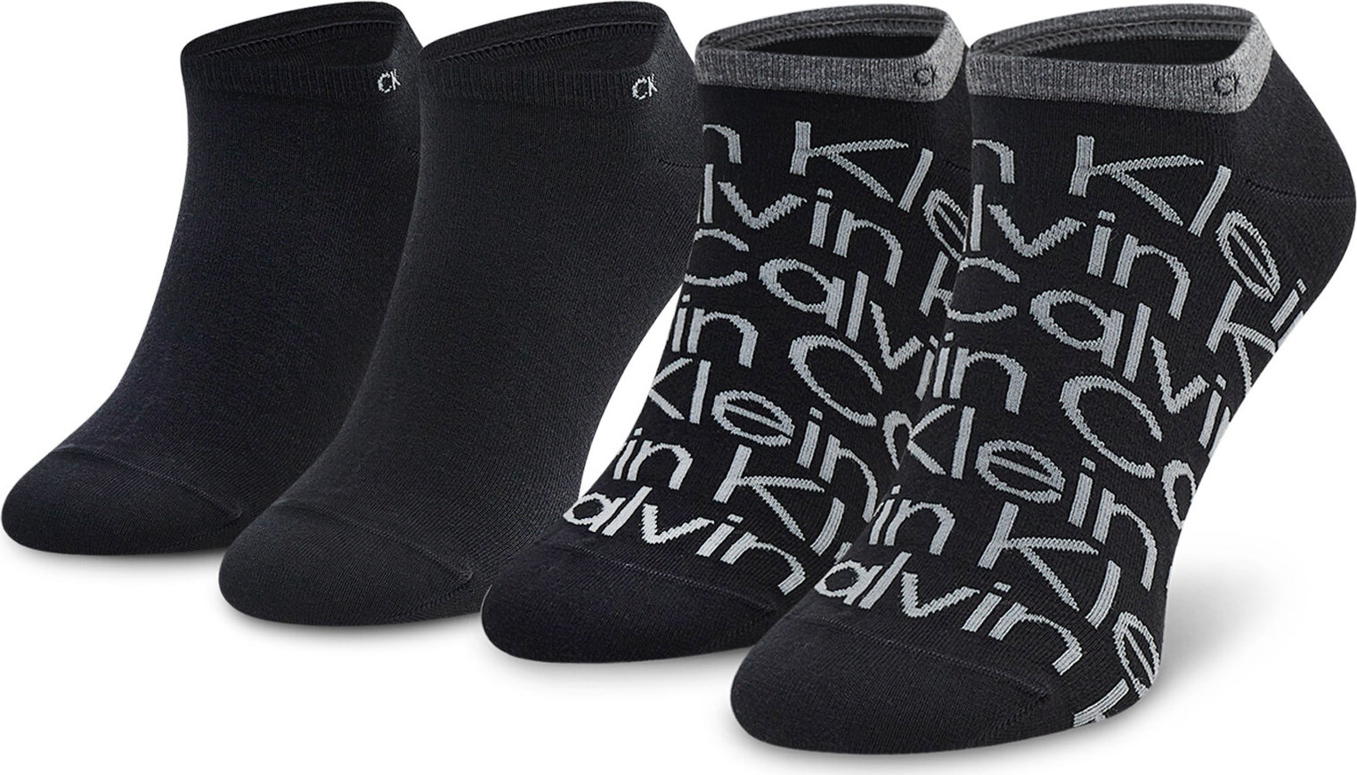 Sada 2 párů nízkých ponožek unisex Calvin Klein 701218714 Black 001