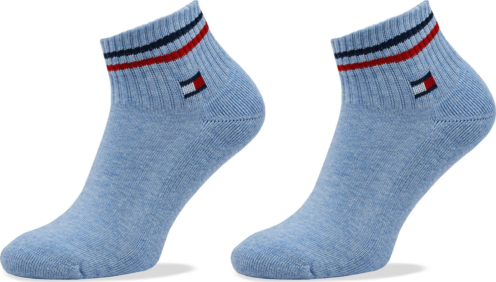 Sada 2 párů nízkých ponožek unisex Tommy Hilfiger 701228177 Light Blue Melange 004