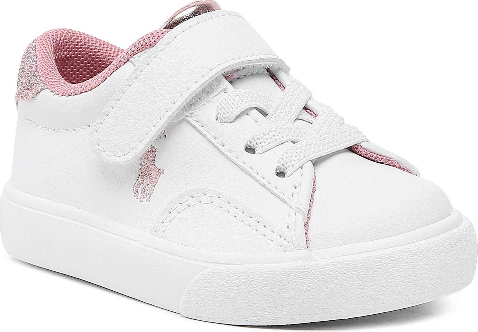 Sneakersy Polo Ralph Lauren Theron V Ps RF104102 White Smooth PU/Lt Pink/Glitter w/ Lt Pink PP